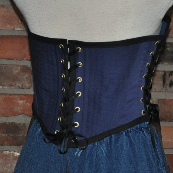 NEW Reversible Lace-up, Bustier Corset, Sunflowers Apples & Denim Upcycled   M - Picture 8 of 9